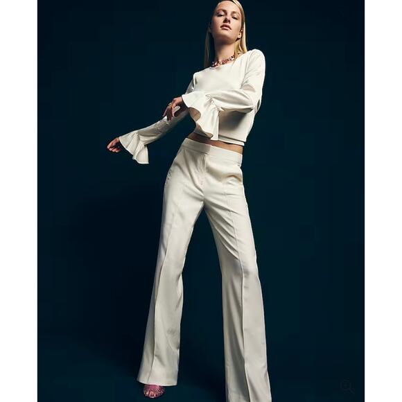 NWT J. Crew Full Length Wide Leg Tuxedo Pant in Italian Wool Fresh Air Blue 0 - Picture 4 of 15